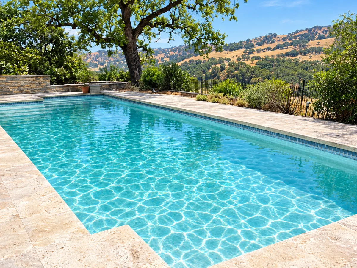 Example: the same pool restored to clear blue water after service